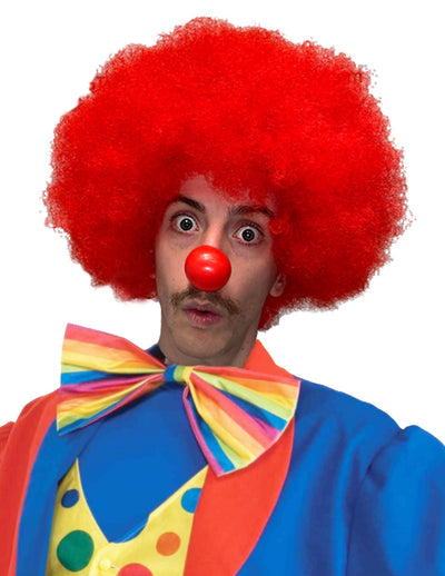 Bright red clown wig
