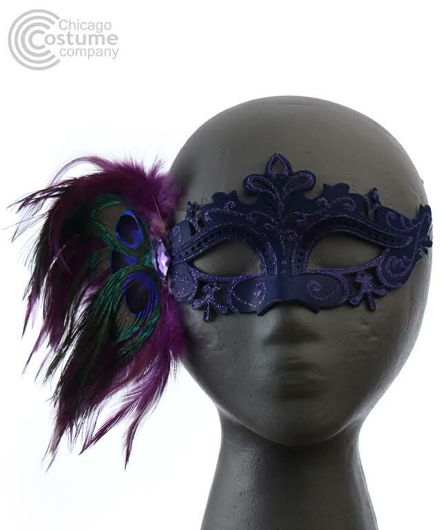 Tiffany Eye Mask with Feathers-Purple