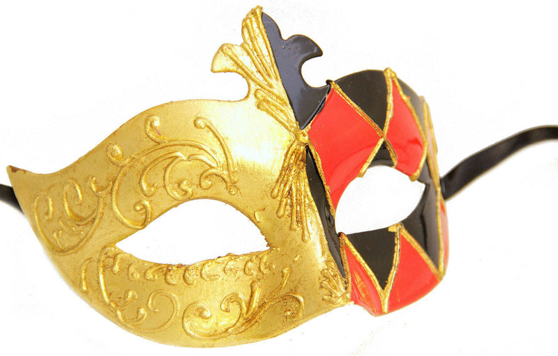 red black gold french classical masquerade mask