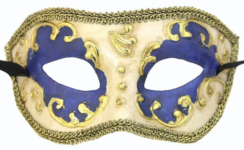 Blue gold ivory classical masquerade mask