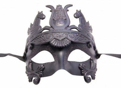 black glitter gladiator masquerade mask