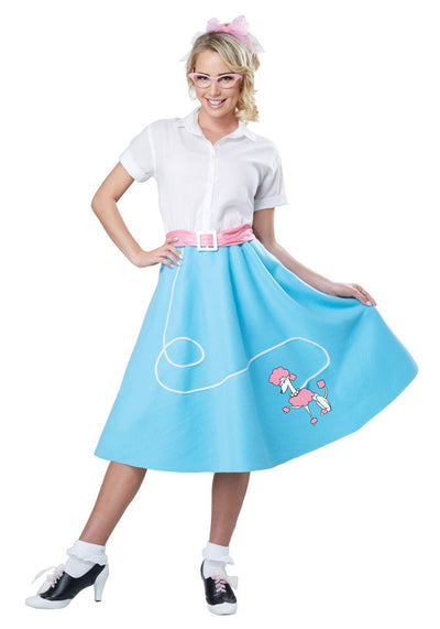 50's Adult Poodle Skirt Blue