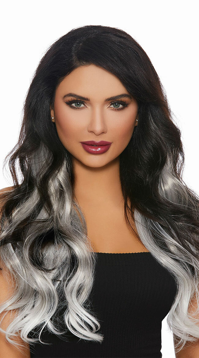 3 Piece Set 24" Hair Extensions Grey/White