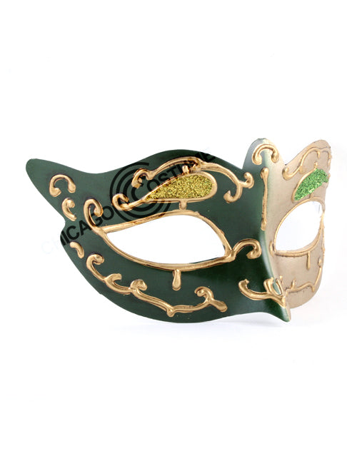 Venetian Party Mask Green Gold
