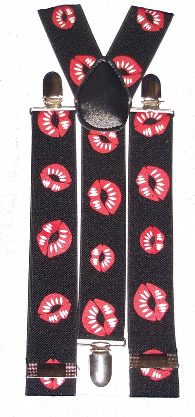 Kiss Lips Suspenders black