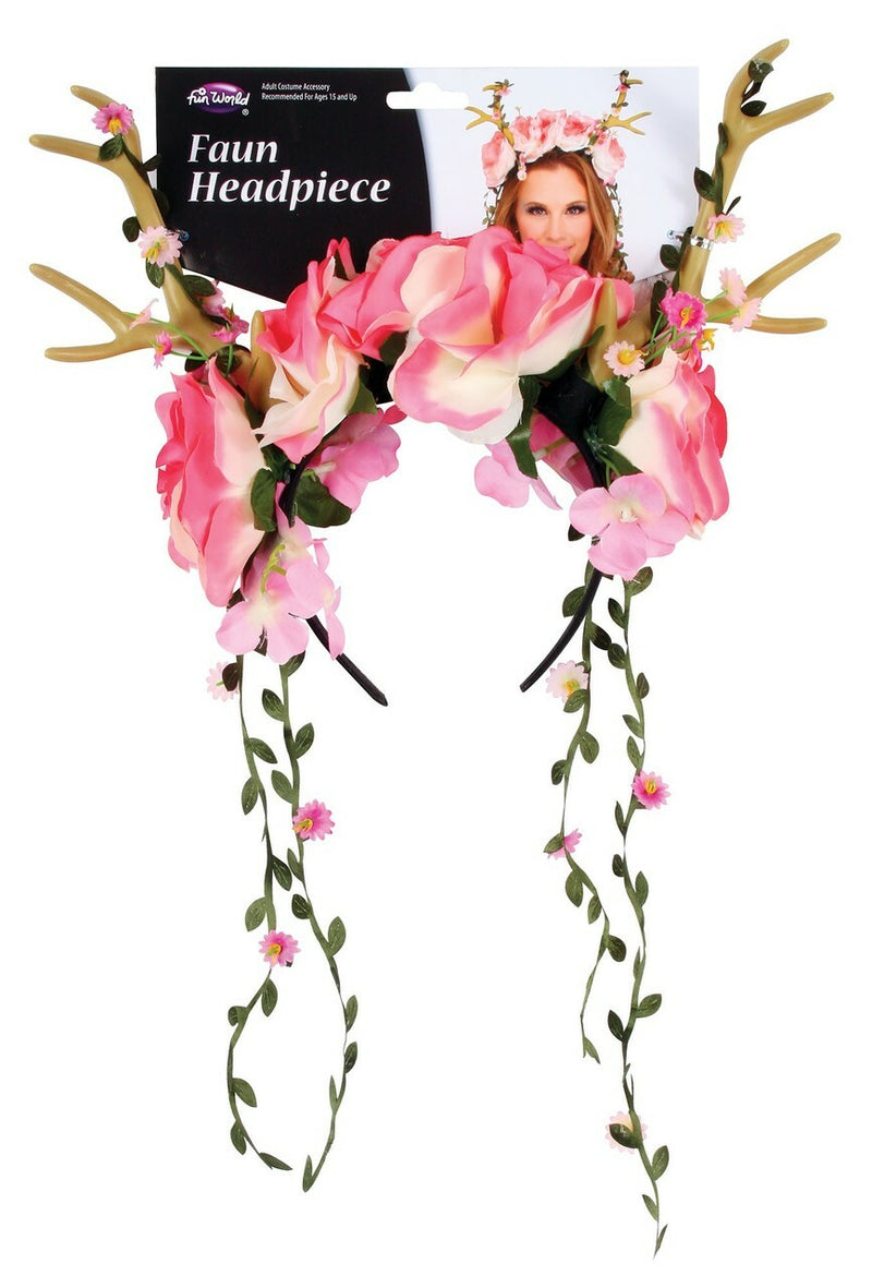 pink flower crown antler faun headband