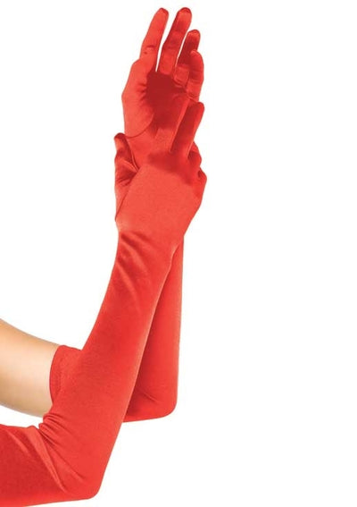 Red Extra Long Satin Gloves