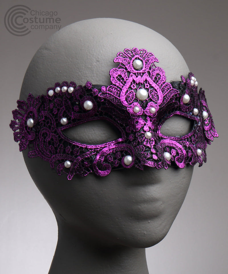 Brisa Fabric Eye Mask w/ Pearls Fuchsia