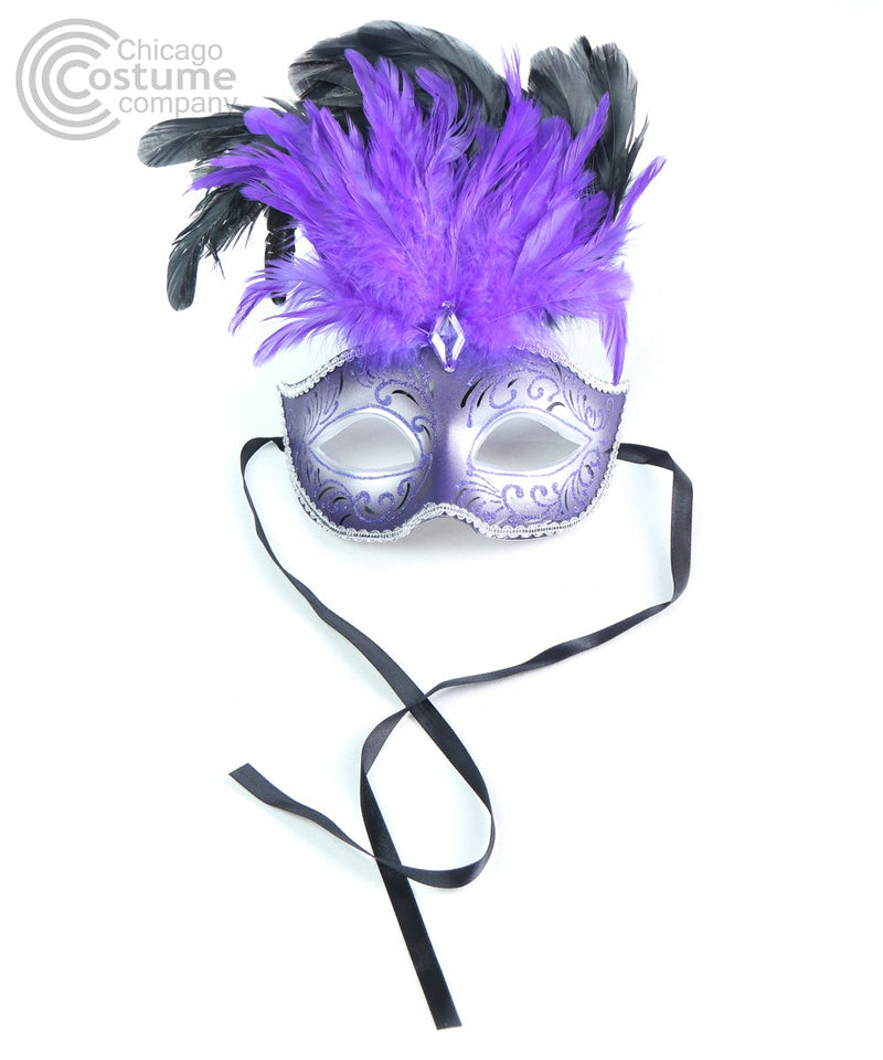 Ariana Masquerade Eye Mask with Feathers-Purple