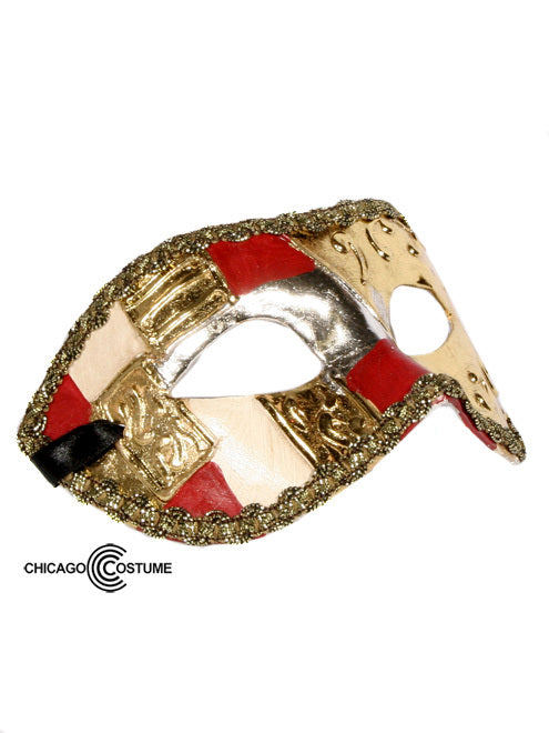 Abstracto Eye Mask Red Gold Trim