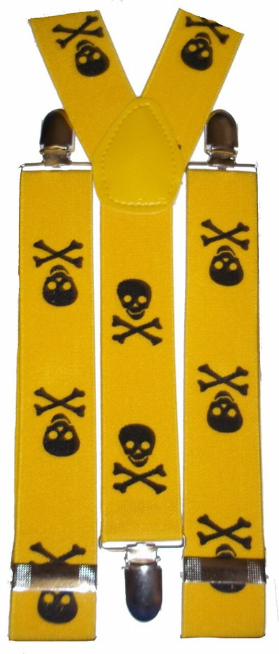 Yellow/Black  Skull & Crossbones Suspenders