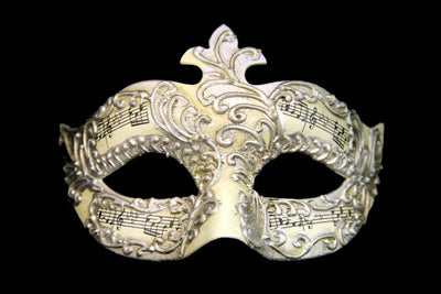 silver ivory musical music notes paper mache mask