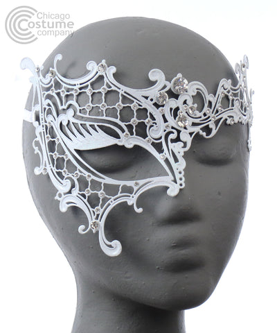 white metal glitter masquerade eye mask