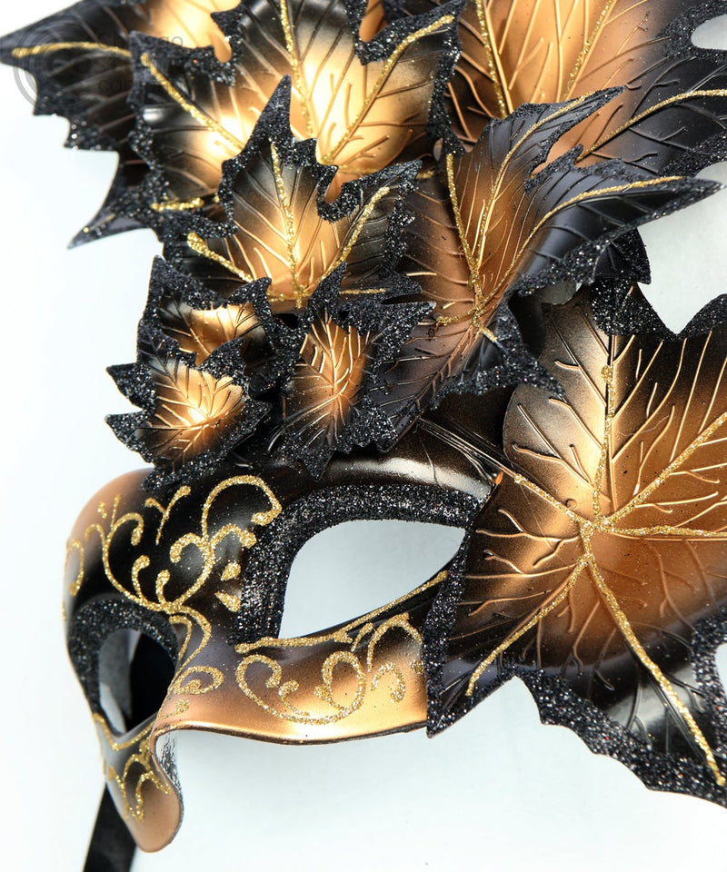 gold black autumn fall leaves masquerade mask
