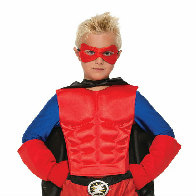 Child Hero Muscle Chest red