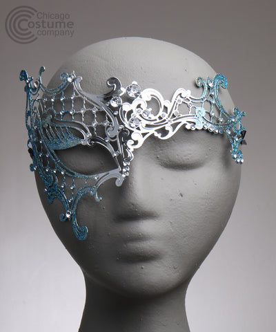 Paradise Metal Eye Mask Silver Blue