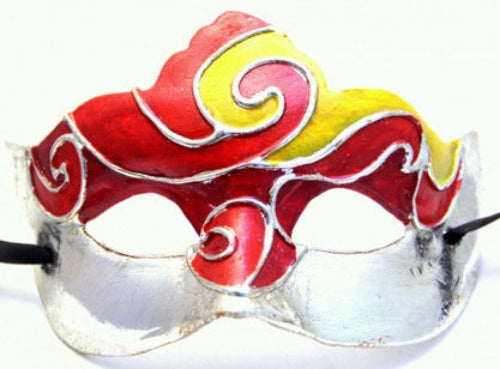 red yellow silver masquerade eye mask