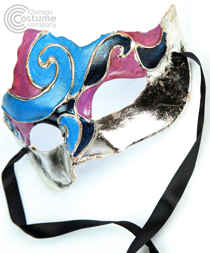 blue purple silver masquerade eye mask