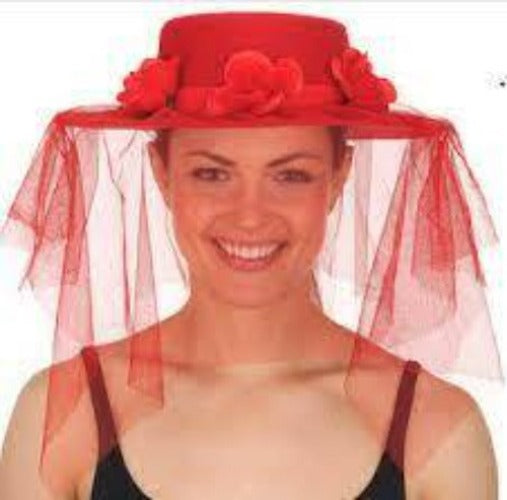 Red Spanish Hat with Veil