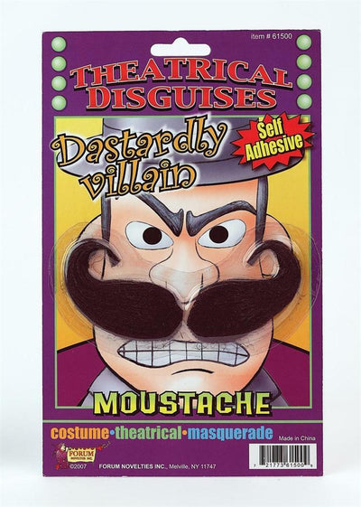 Self Adhesive Theatrical Disguises Dastardly Villain Black Moustache 