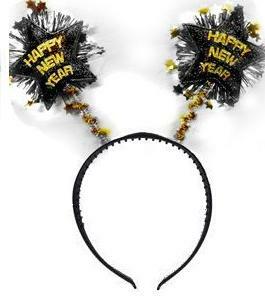 Happy New Year Head Band-Black and Gold