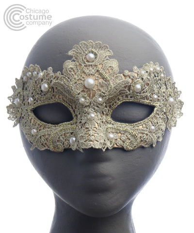 Brisa Fabric Eye Mask w/ Pearls Gold