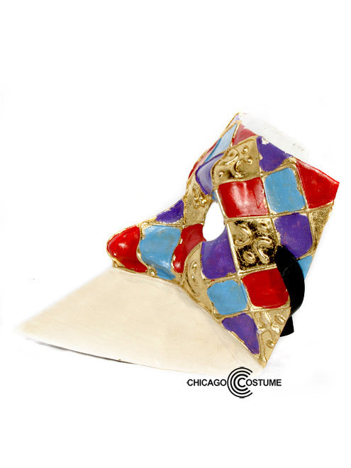 checkered gold red blue purple doctor masquerade mask