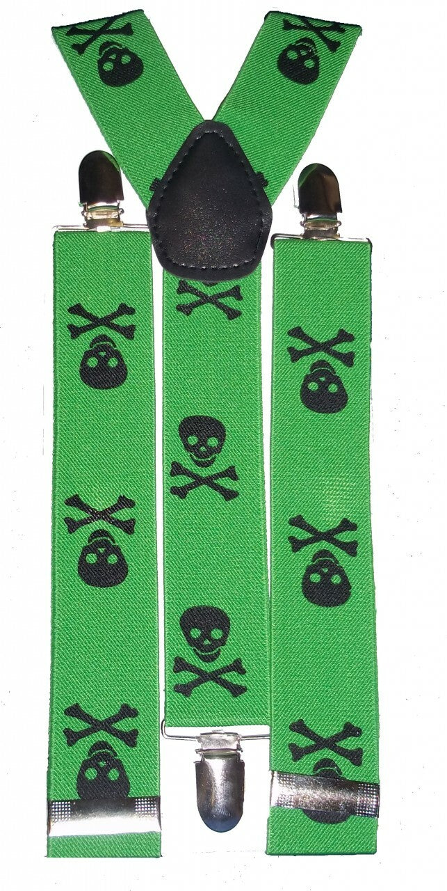 Green/Blue Skull & Crossbones Suspenders
