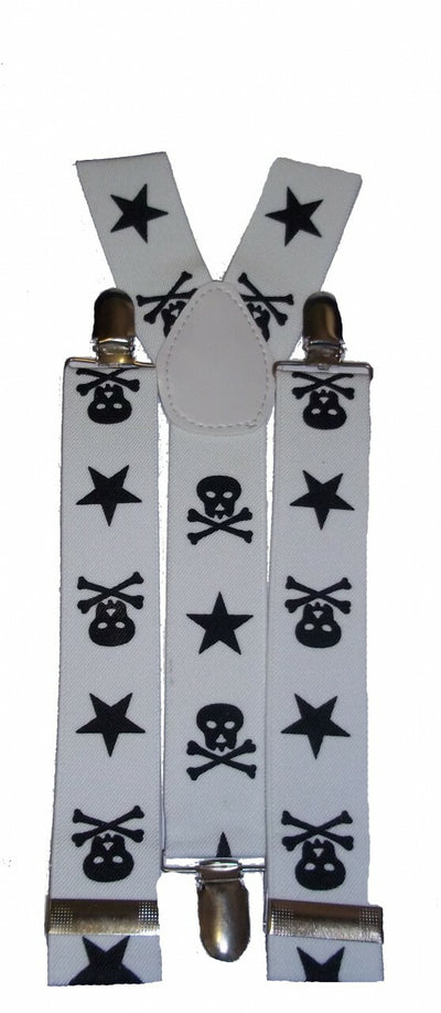 White Skulls & Stars Suspenders