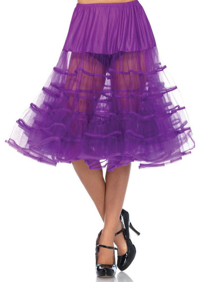 purple knee length tulle petticoat