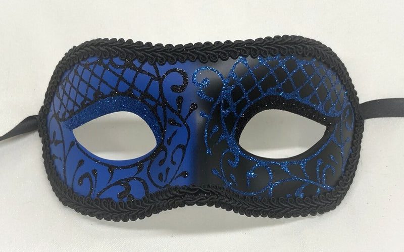 Blue Satina Eye Mask with Black Ribbon
