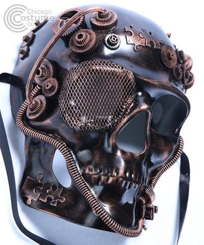Steam Punk Skull Full Face Mask- Bronze