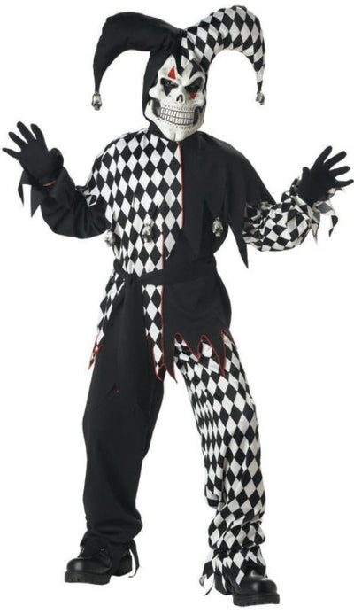 Evil Jester Child Costume : Black-White