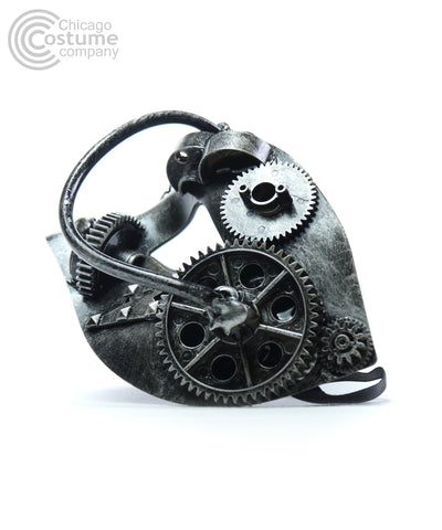 silver gears steampunk eye mask