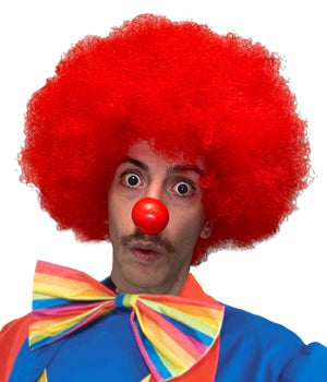 Bright red clown wig