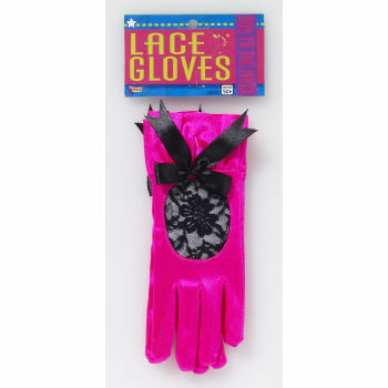 Pink Neon Lace Gloves