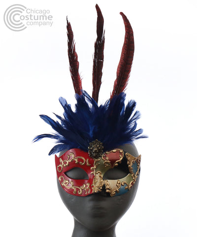 Keikos Mask with Feather red