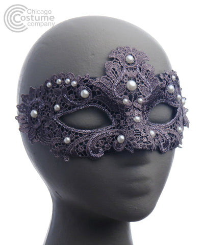 Brisa Fabric Eye Mask w/ Pearls Gray