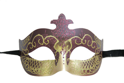 Brown and Gold Dragon Eye Mask with Black Ribbon