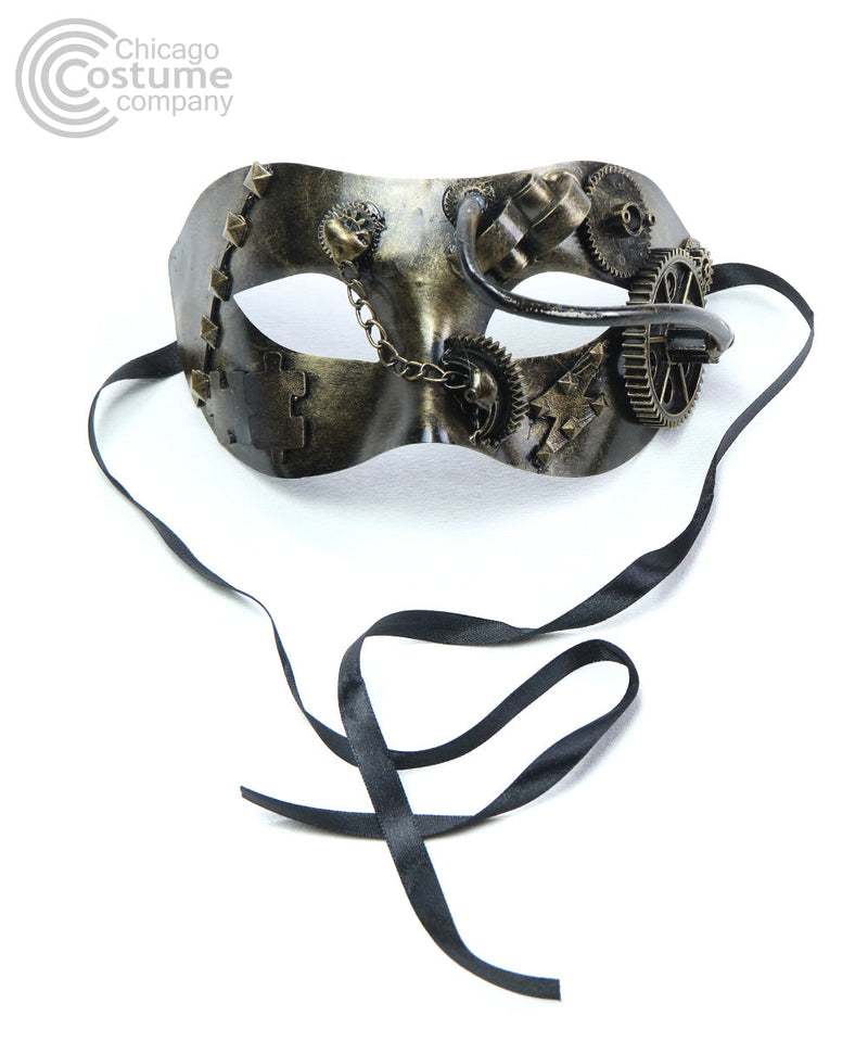 bronze steampunk gear puzzle chain eye mask