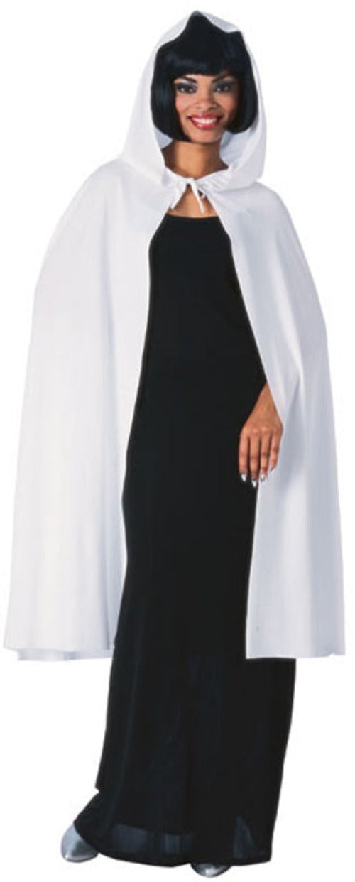 45 inch white hooded cape