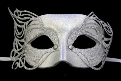 Glitter Filigree Mask- Silver