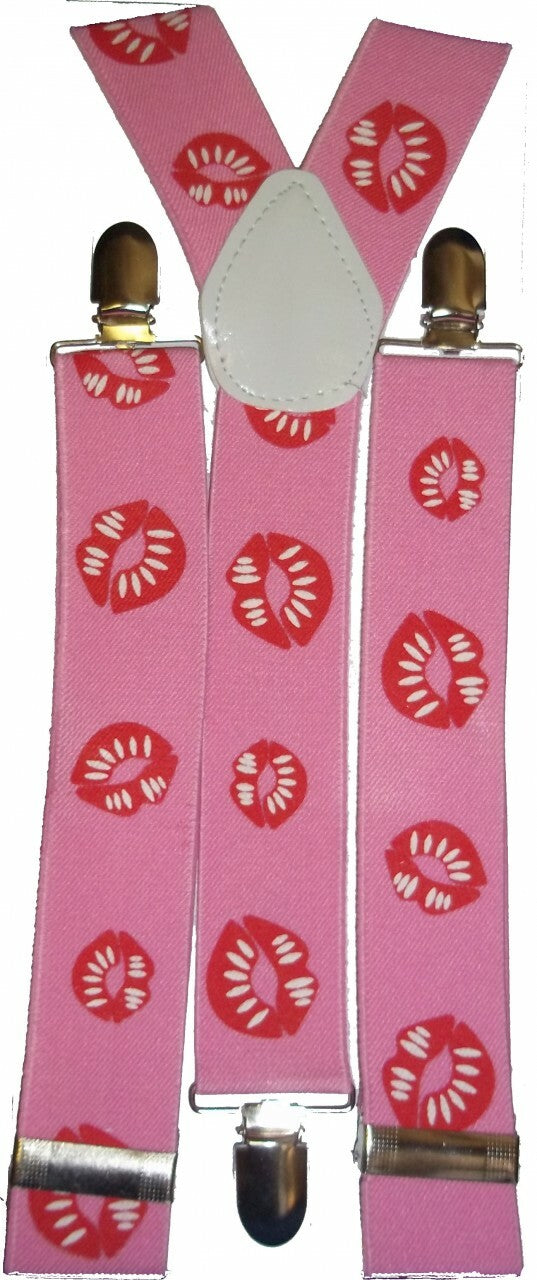 Kiss Lips Suspenders pink