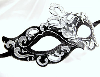 black and silver glitter masquerade eyemask