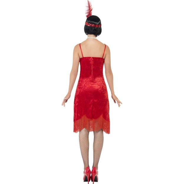 Shimmy Flapper Costume Beaded Dress Adult: Red Large
