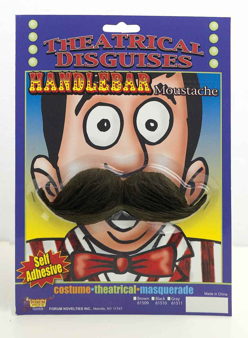 Theatrical Disguises Handlebar Moustache - Black