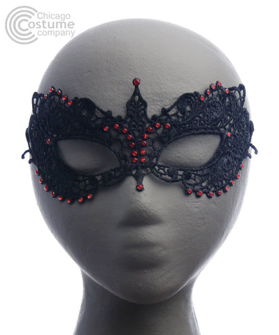Kerisa Fabric Eye Mask Black Red Rhinetsones
