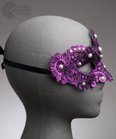 Brisa Fabric Eye Mask w/ Pearls Fuchsia