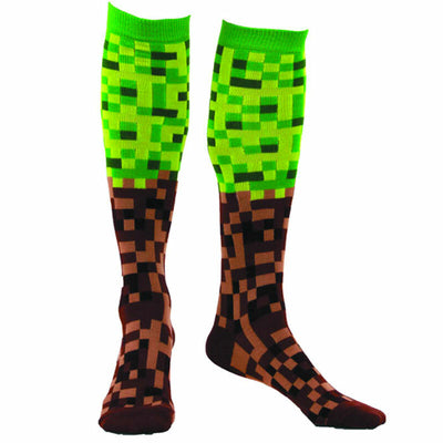 Pixel Brick Socks Green-Brown