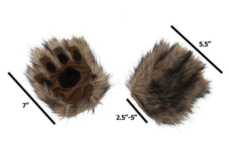 Brown Squirrel Fingerless Paw Gloves